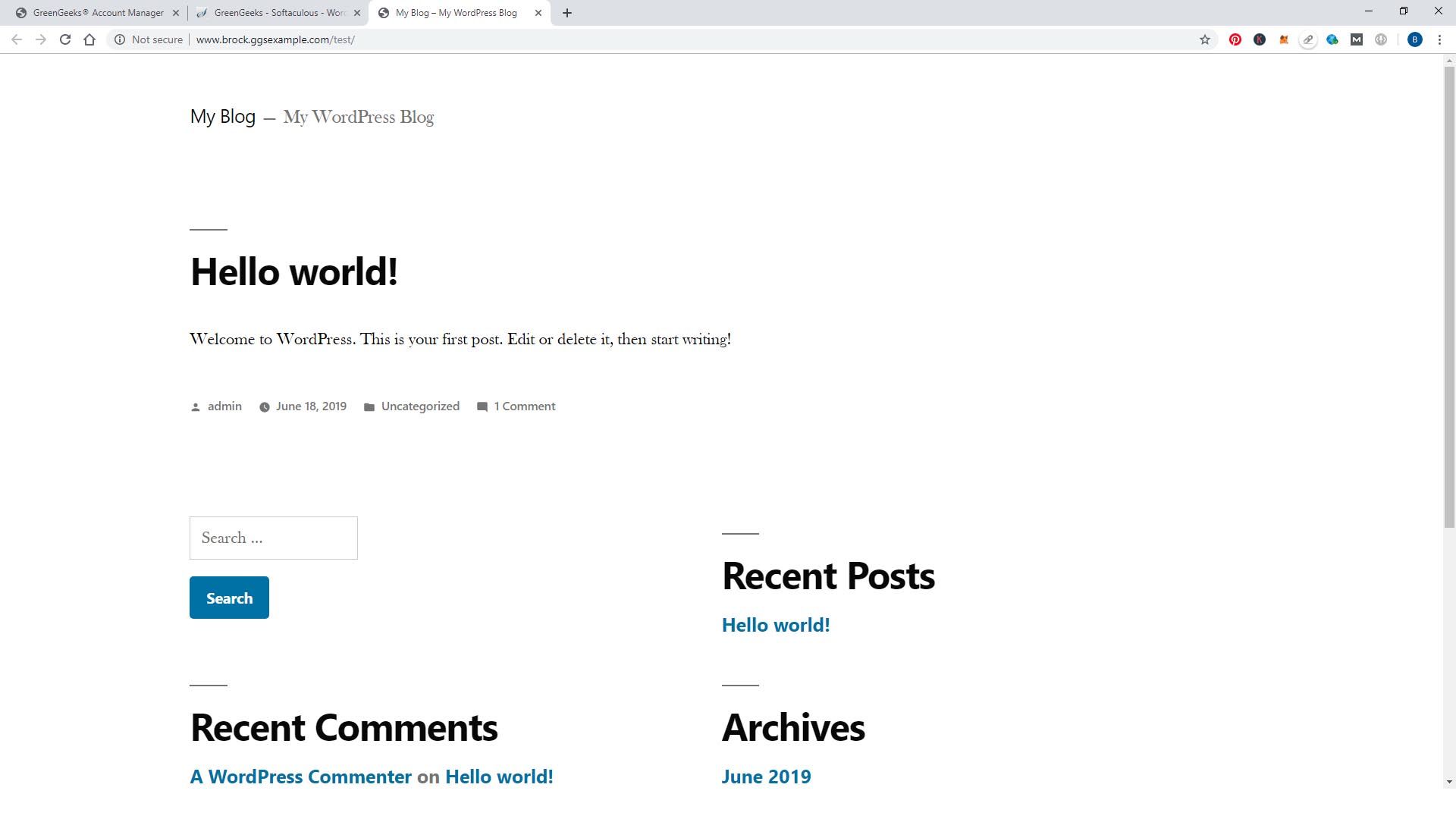 Empty WordPress installation