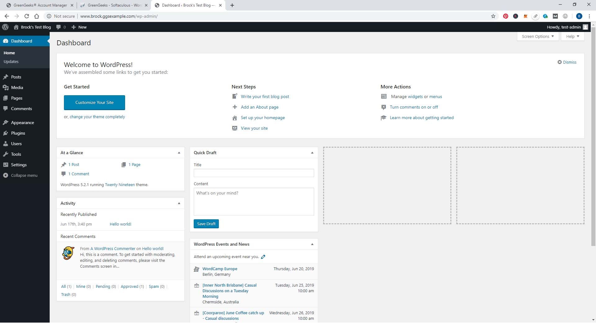 WordPress Dashboard