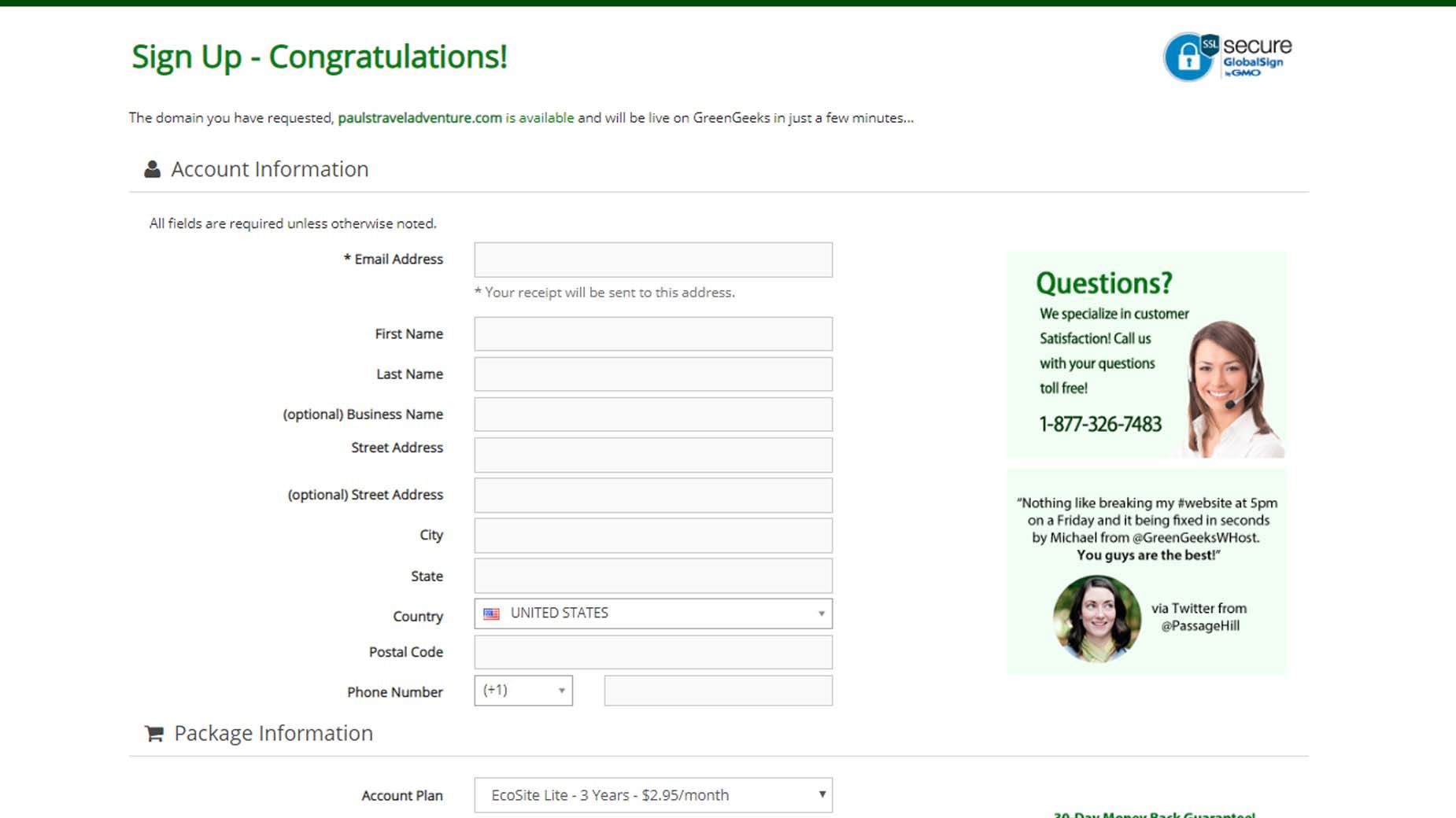 Fill out your account details