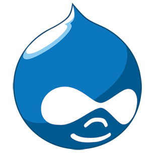 Drupal logo - a blue drop with a white stylized face