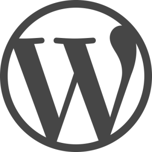 WordPress logo - a black circle with a stylized white 'W' inside