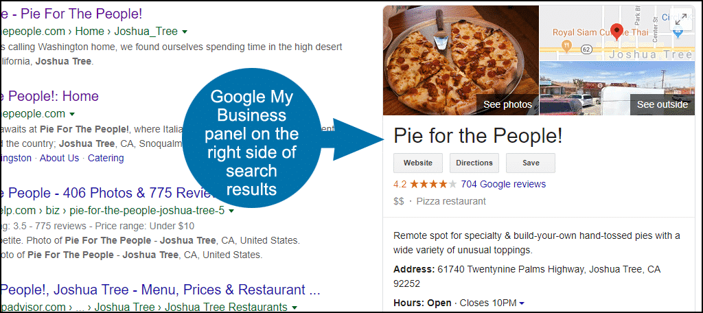 Google My Business listing