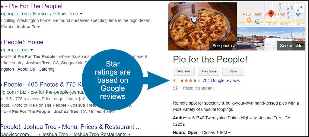 Google My Business star ratings are tied to reviews