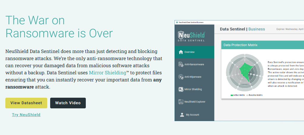 NeuShield Data Sentinel is an amazing piece of ransomware protection