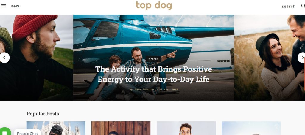 Top Dog Medium style WordPress theme