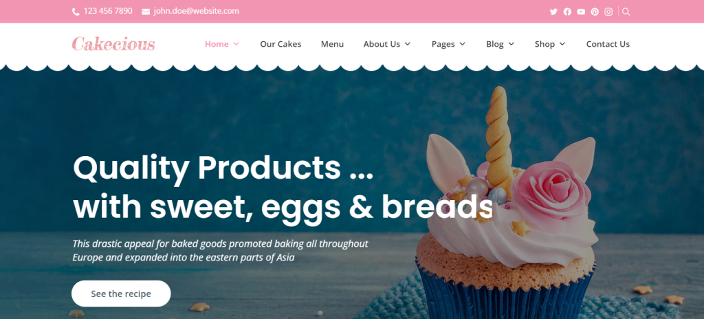 cakecious bakery theme