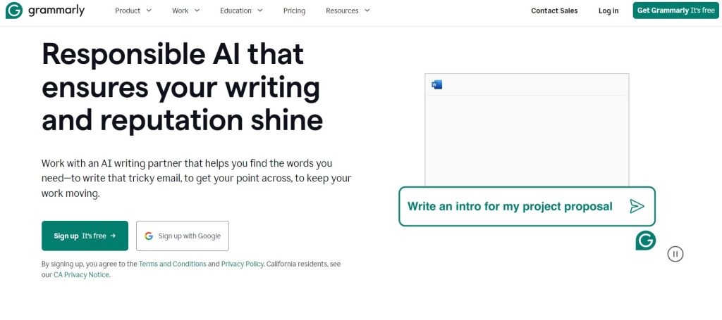 Grammarly proofreading tool