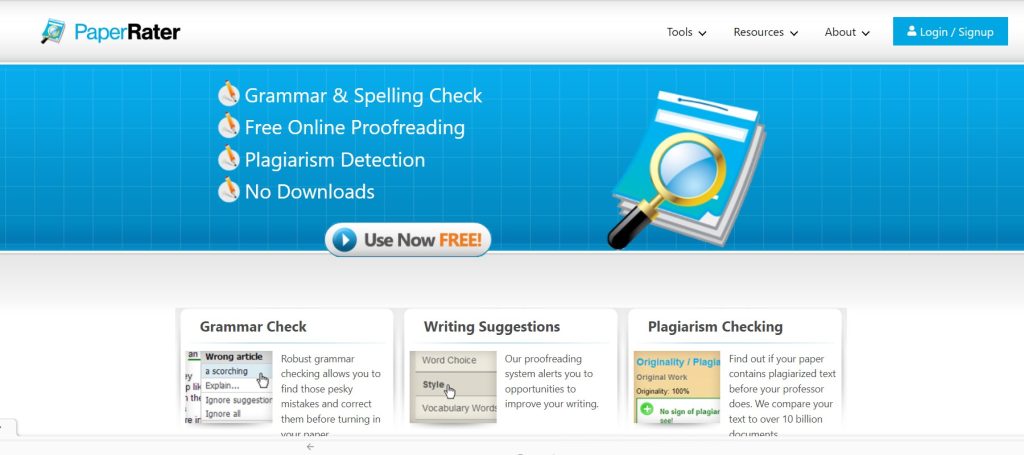 PaperRater proofreading tool