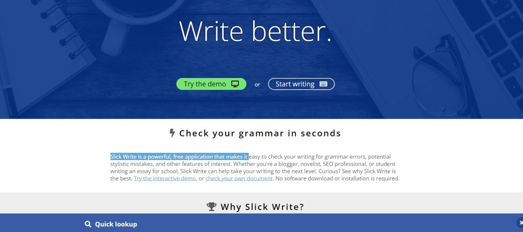 Slick Write proofreading tool