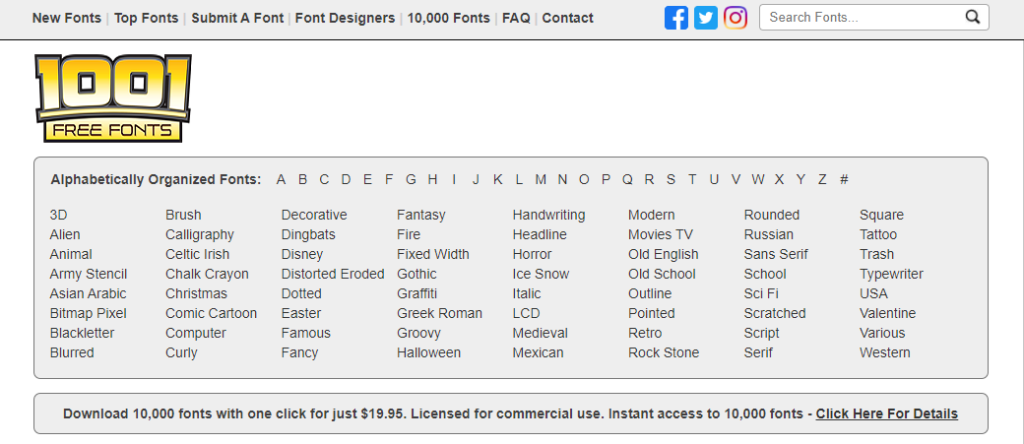 1001 Free Fonts