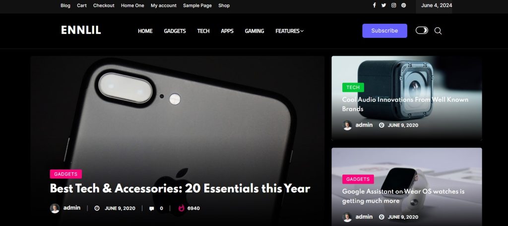 Ennlil dark wordpress themes