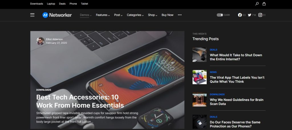 Networker dark wordpress themes