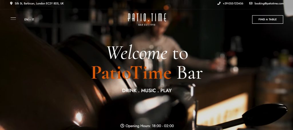 PatioTime bar WordPress theme