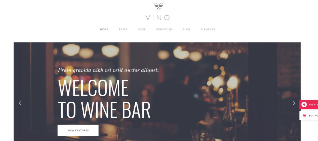 Vino bar WordPress theme