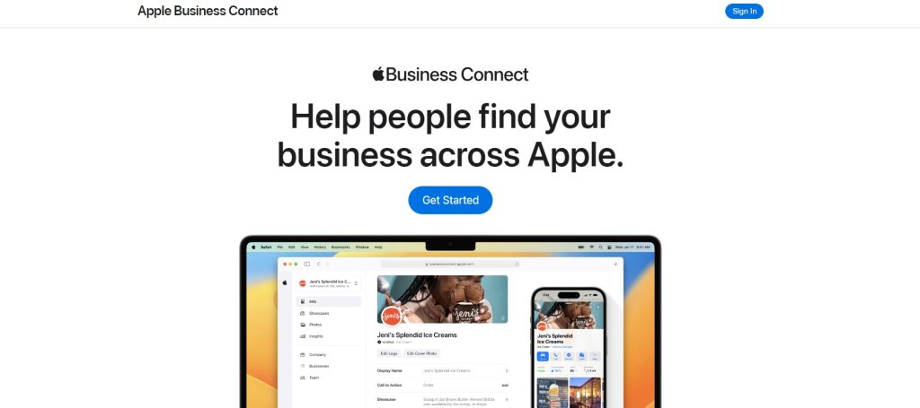 Apple Business Connect free website promotion