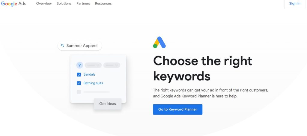 Google Keyword Planner free website promotion