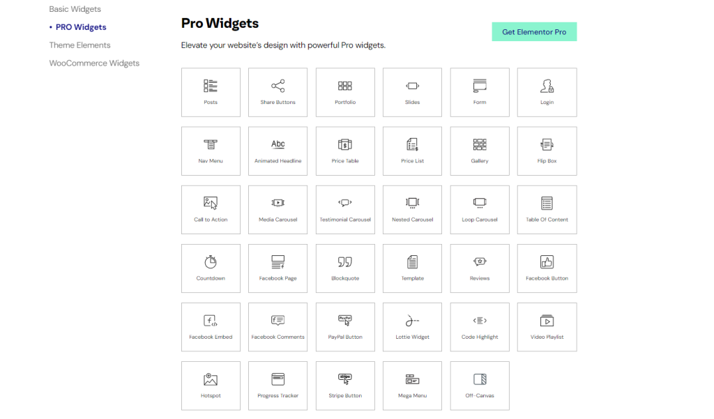 Elementor pro widgets