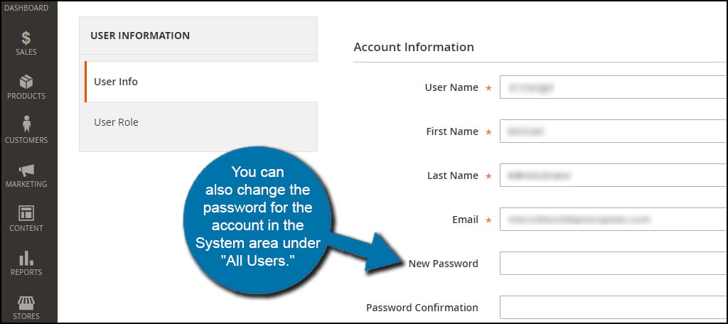 User New Password