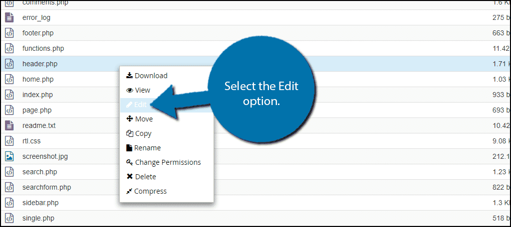 Select the Edit option.