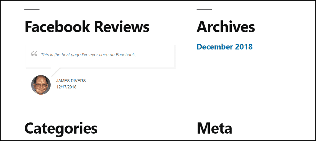 WordPress Facebook reviews final results