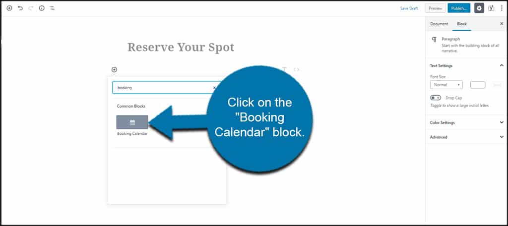 Booking Calendar Block