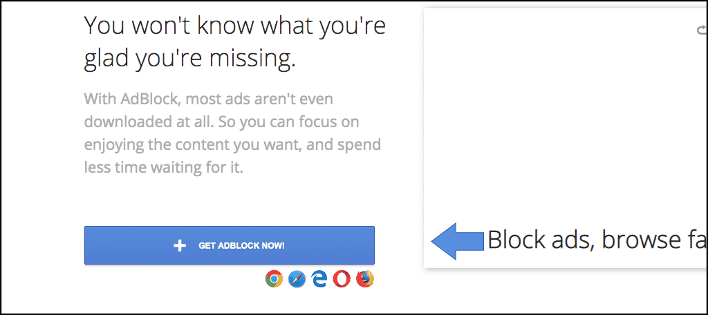 Click on the blue get adblock now button
