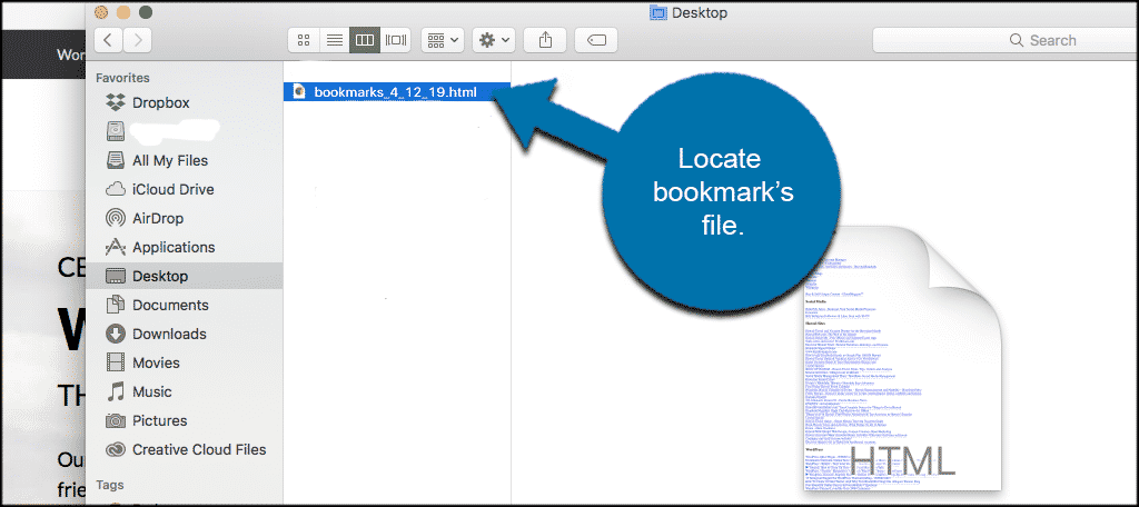 Locate your bookmarks file wherever you previously saved it