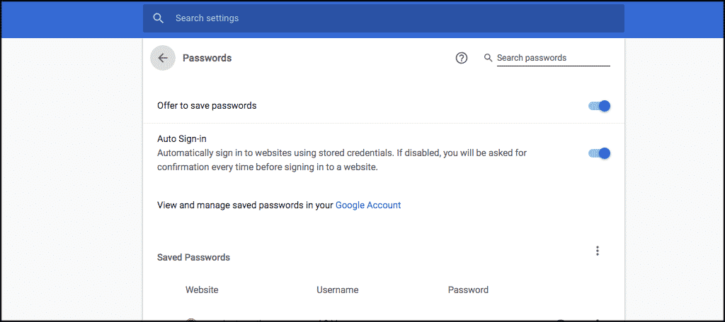Saving your password / Signing in automatically