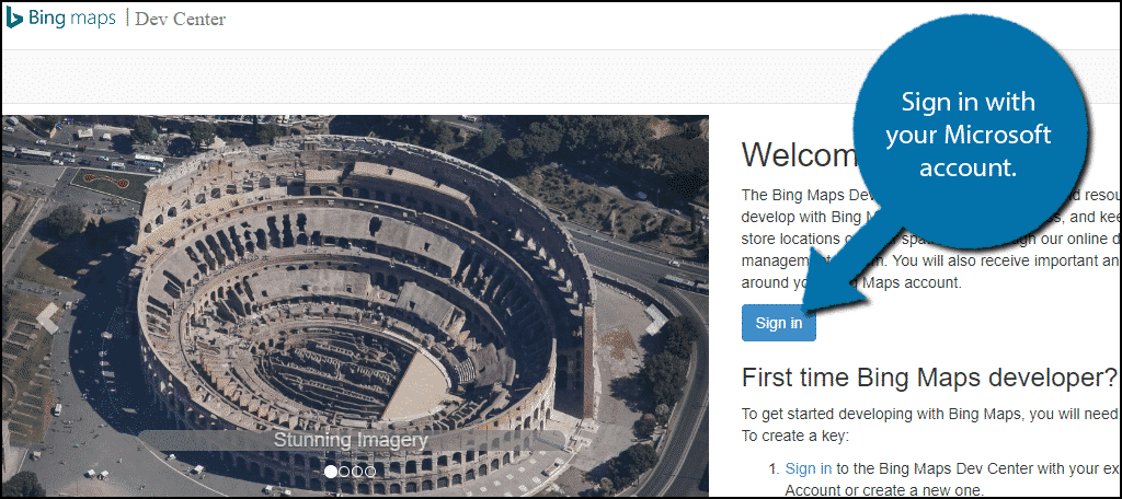 Bing Map Dev Center