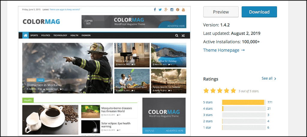 ColorMag theme for personal website
