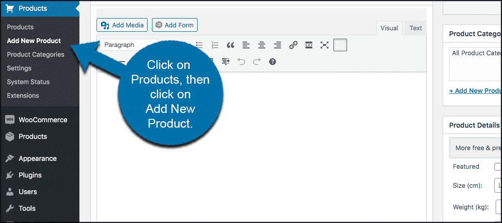Click products then click add new products