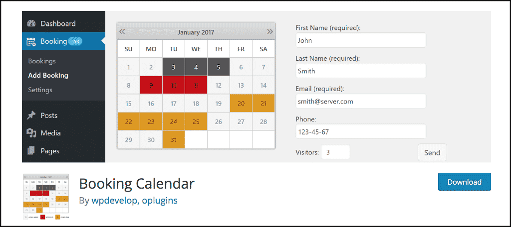 Booking calendar plugin
