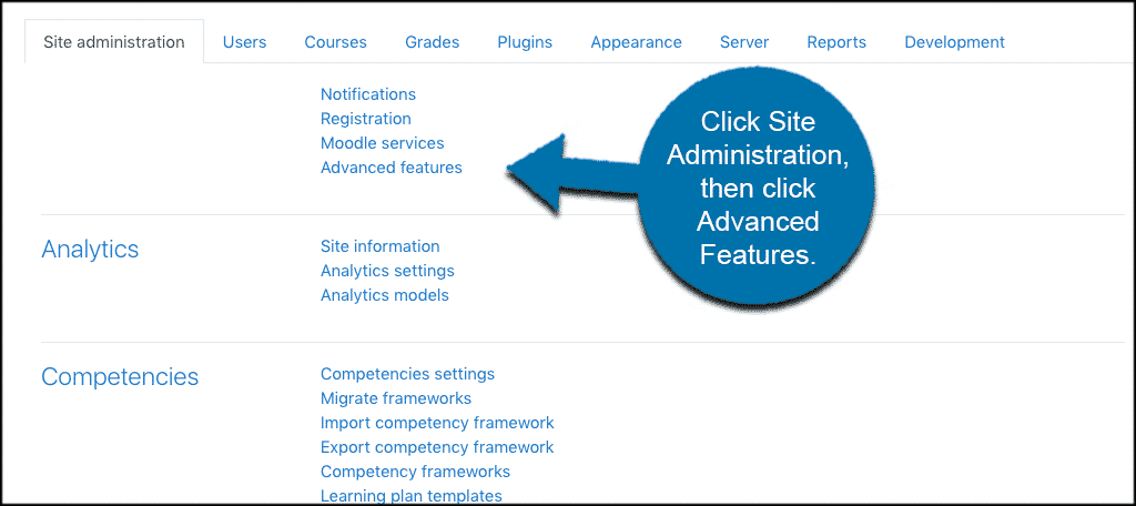 Site admin then advanced features