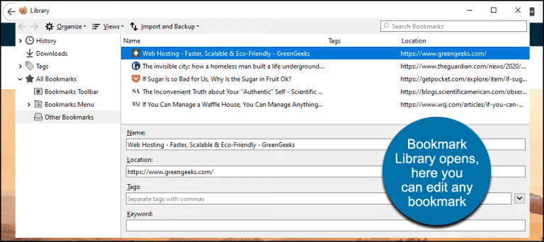 How to Add, Edit, and Modify Bookmarks in Firefox - GreenGeeks