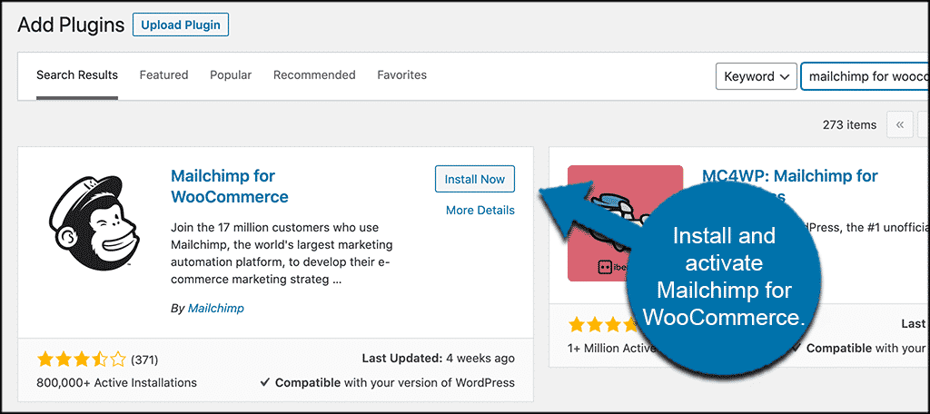 Install and activate mailchimp for woocommerce