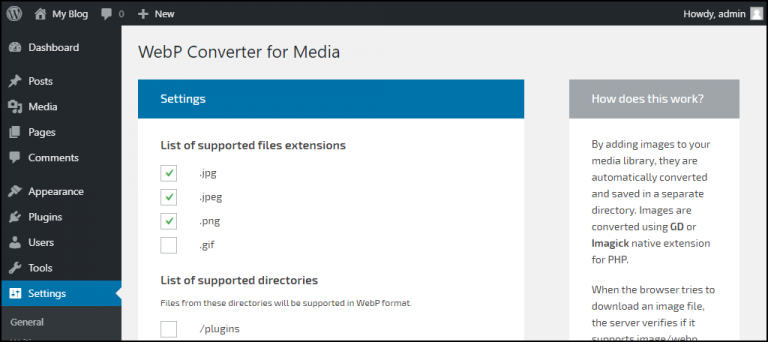 webp converter for media server configuration error