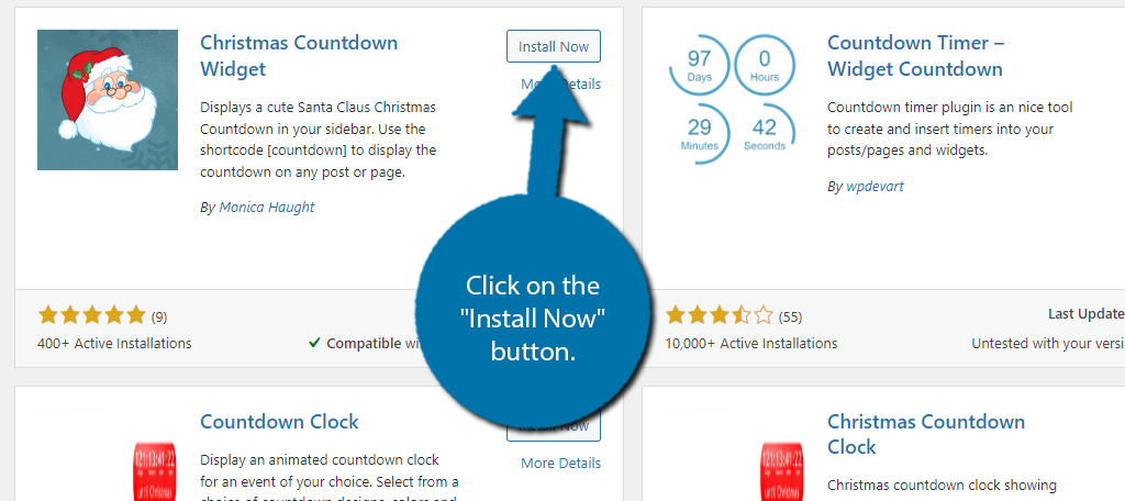 Install the Christmas Countdown Widget for WordPress