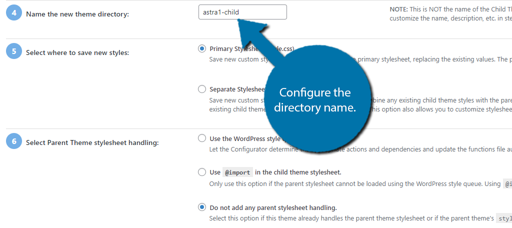 Directory name for your child theme in WordPress
