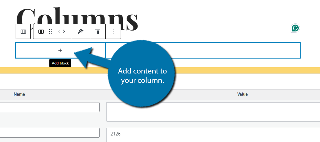 Columns Content in WordPress