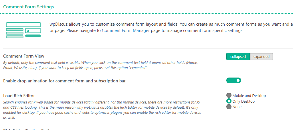 Comment Form Settings