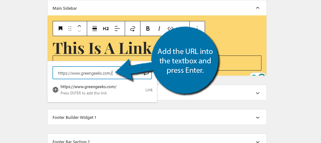 Enter Links for the WordPress Widget Title