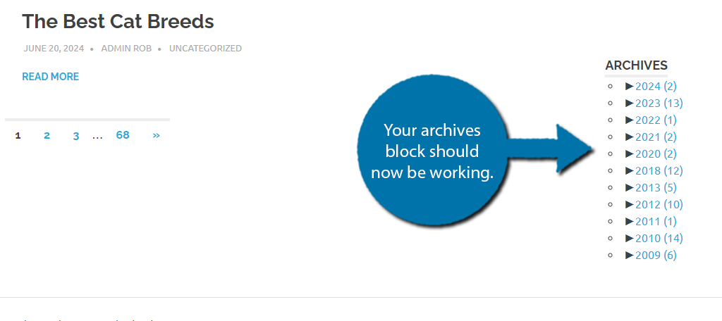 Archive Block displays months in WordPress