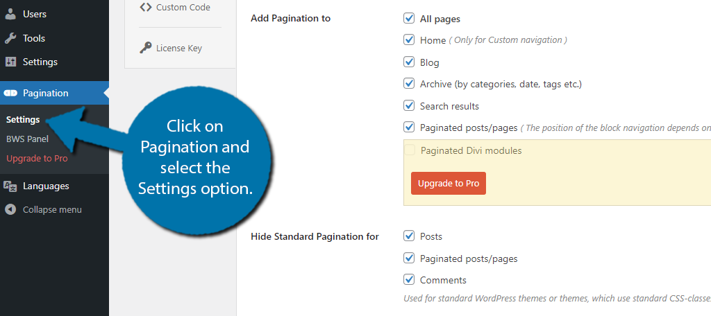 Paginations Setting for WordPress