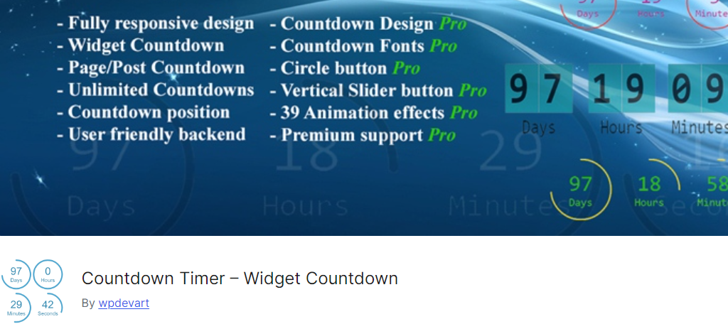 Widget Countdown Timer for WordPress is Animated
