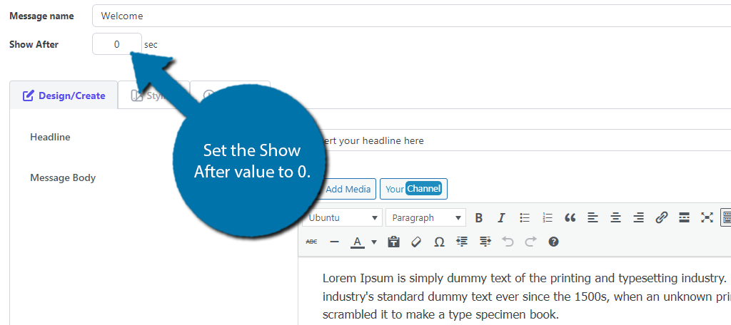 Show After for the Welcome Popup to appear in WordPress