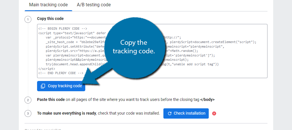 Copy the Tracking Code