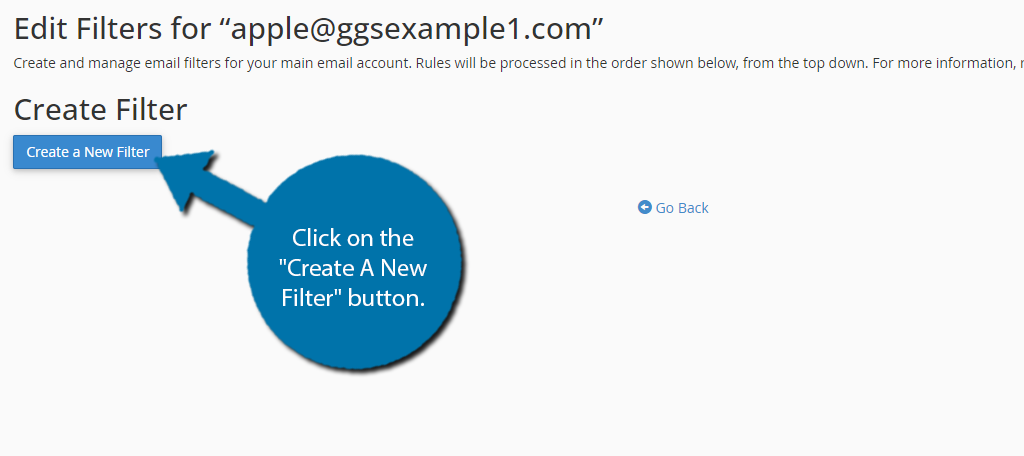 Create New Email Filter in cPanel