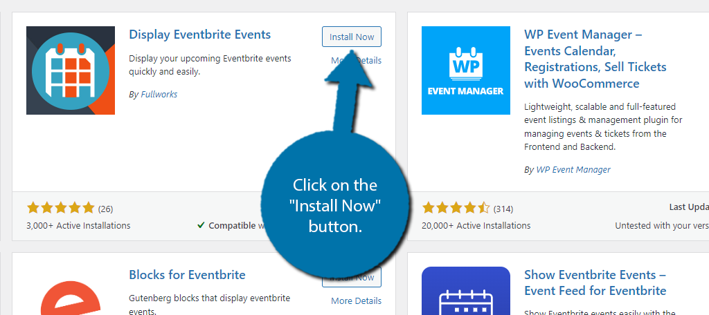 Install Display Eventbrite Events