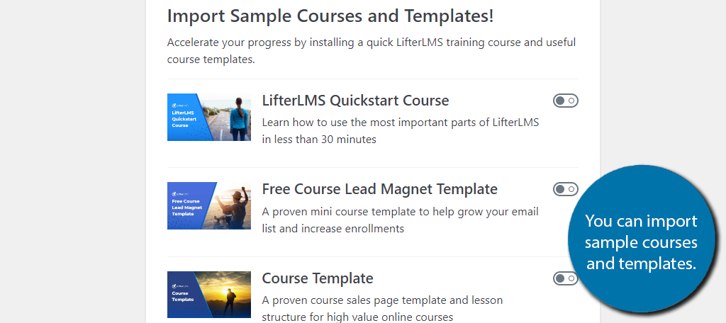 Sample Courses and templates for LifterLMS