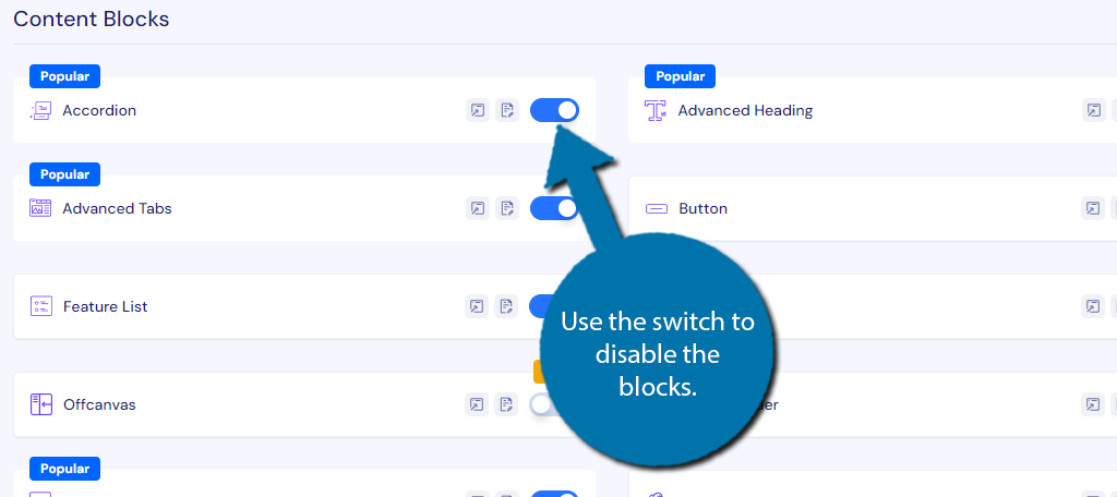 Disable Blocks